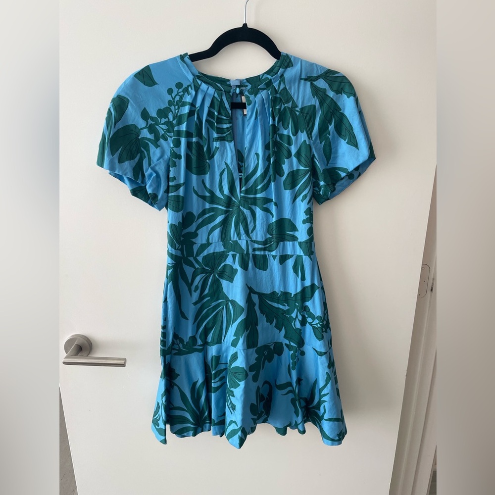 Alexis cotton dress blue and green